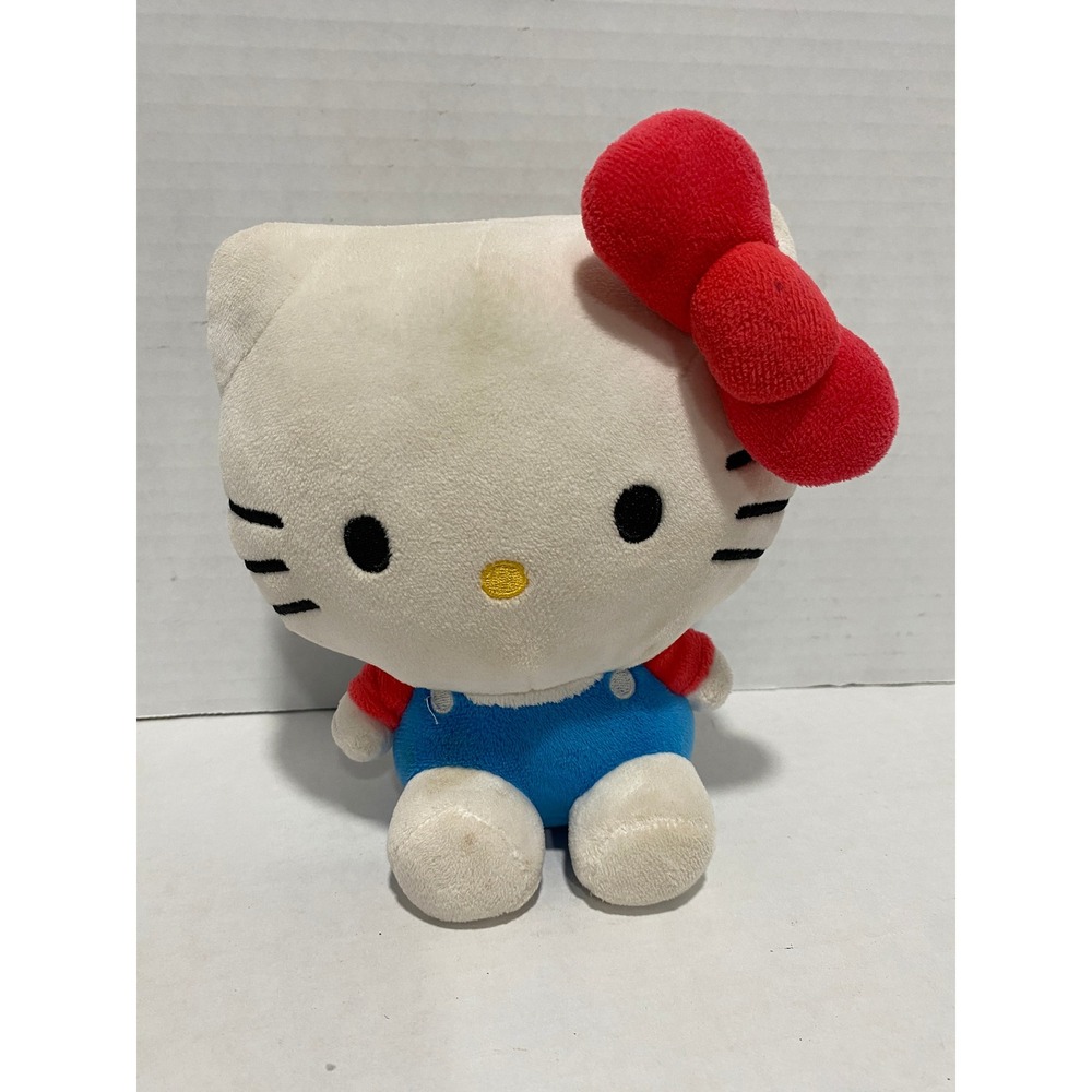Sanrio Hello Kitty Plush Classic Overalls Red Bow 2024 8 Inch
